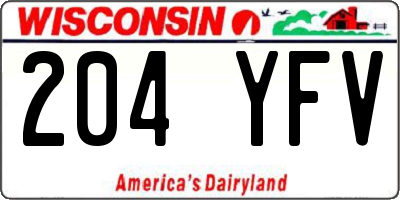 WI license plate 204YFV