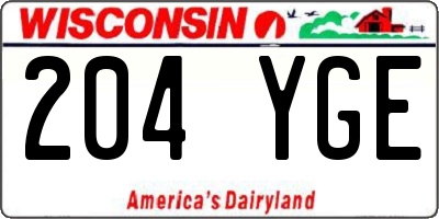 WI license plate 204YGE