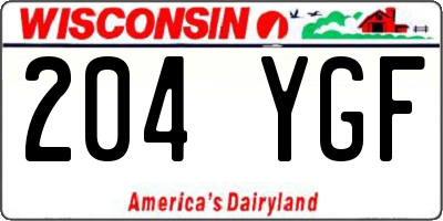 WI license plate 204YGF
