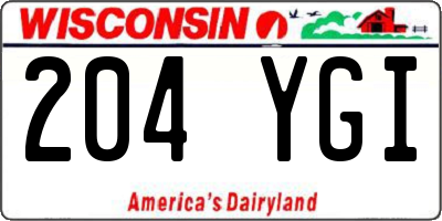 WI license plate 204YGI