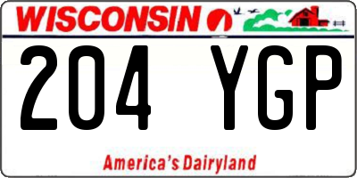 WI license plate 204YGP