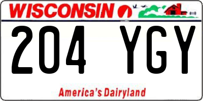 WI license plate 204YGY