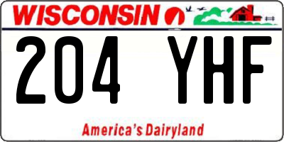 WI license plate 204YHF