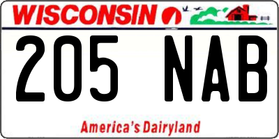 WI license plate 205NAB