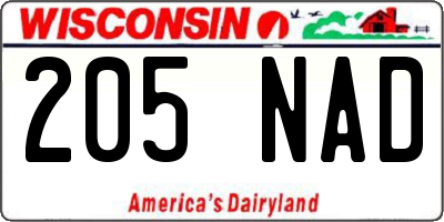 WI license plate 205NAD