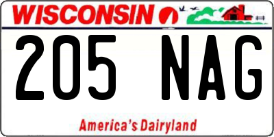 WI license plate 205NAG