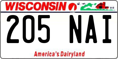 WI license plate 205NAI