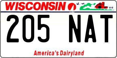 WI license plate 205NAT