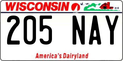 WI license plate 205NAY