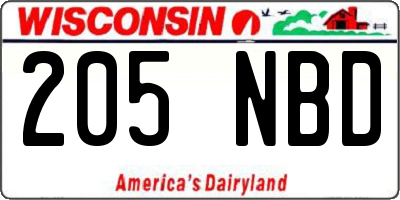 WI license plate 205NBD