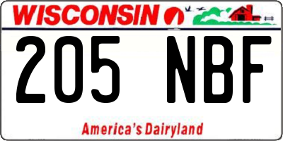 WI license plate 205NBF