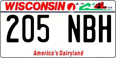 WI license plate 205NBH