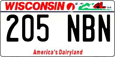 WI license plate 205NBN