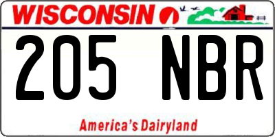 WI license plate 205NBR