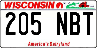 WI license plate 205NBT