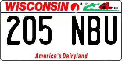 WI license plate 205NBU