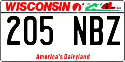 WI license plate 205NBZ
