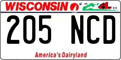 WI license plate 205NCD