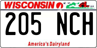 WI license plate 205NCH