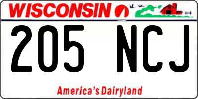 WI license plate 205NCJ