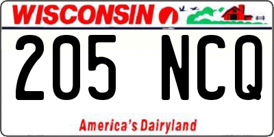 WI license plate 205NCQ