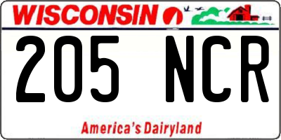 WI license plate 205NCR