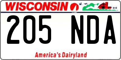 WI license plate 205NDA