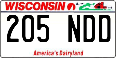 WI license plate 205NDD
