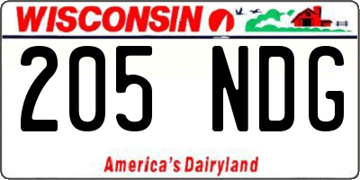 WI license plate 205NDG