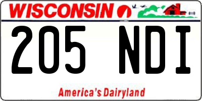 WI license plate 205NDI