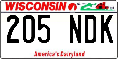 WI license plate 205NDK