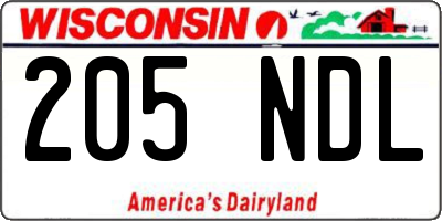 WI license plate 205NDL