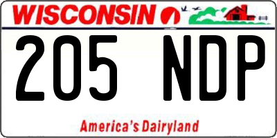 WI license plate 205NDP
