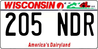 WI license plate 205NDR