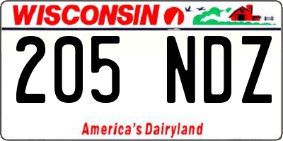 WI license plate 205NDZ
