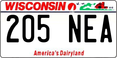 WI license plate 205NEA