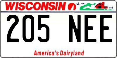 WI license plate 205NEE