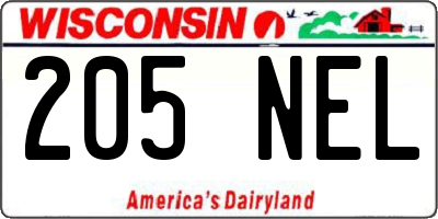 WI license plate 205NEL