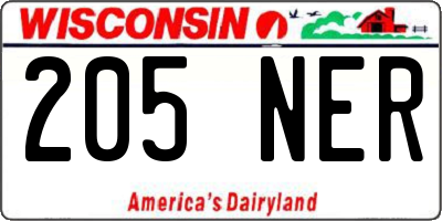 WI license plate 205NER