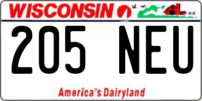 WI license plate 205NEU