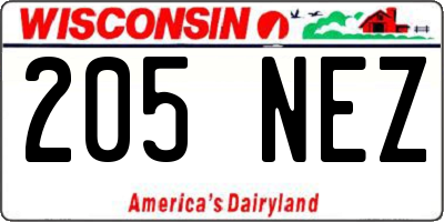 WI license plate 205NEZ