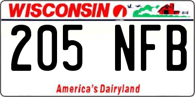 WI license plate 205NFB