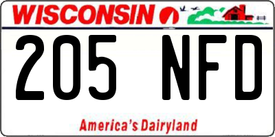 WI license plate 205NFD