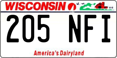 WI license plate 205NFI