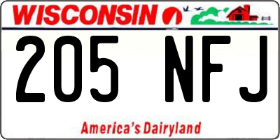 WI license plate 205NFJ