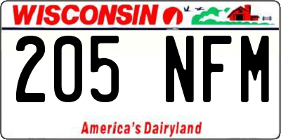 WI license plate 205NFM