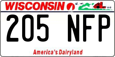 WI license plate 205NFP