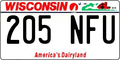 WI license plate 205NFU
