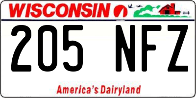 WI license plate 205NFZ