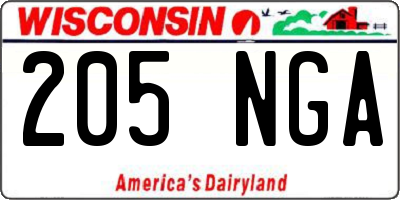 WI license plate 205NGA